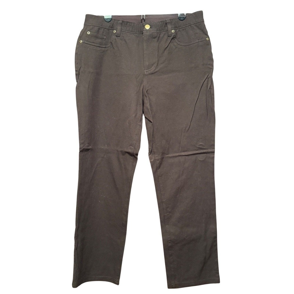 Chicos So Slimming Brigitte Brown Slim Leg‎ Pants Womens Size 1.5(10) Short